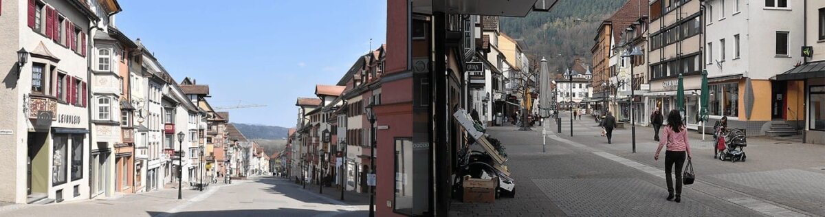 Die Innenstädte von Rottweil (links) und Schramberg in Zeiten von Corona. Bald sollen sie belebter sein. Denn ab kommender Woche können die Einzelhandelsgeschäfte wieder öffnen. Fotos: wede, him