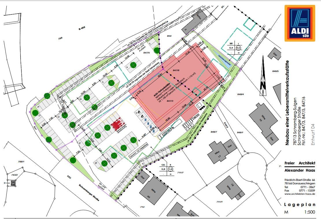 Bebauungsplan Aldi Sulgen Lageplan 071122