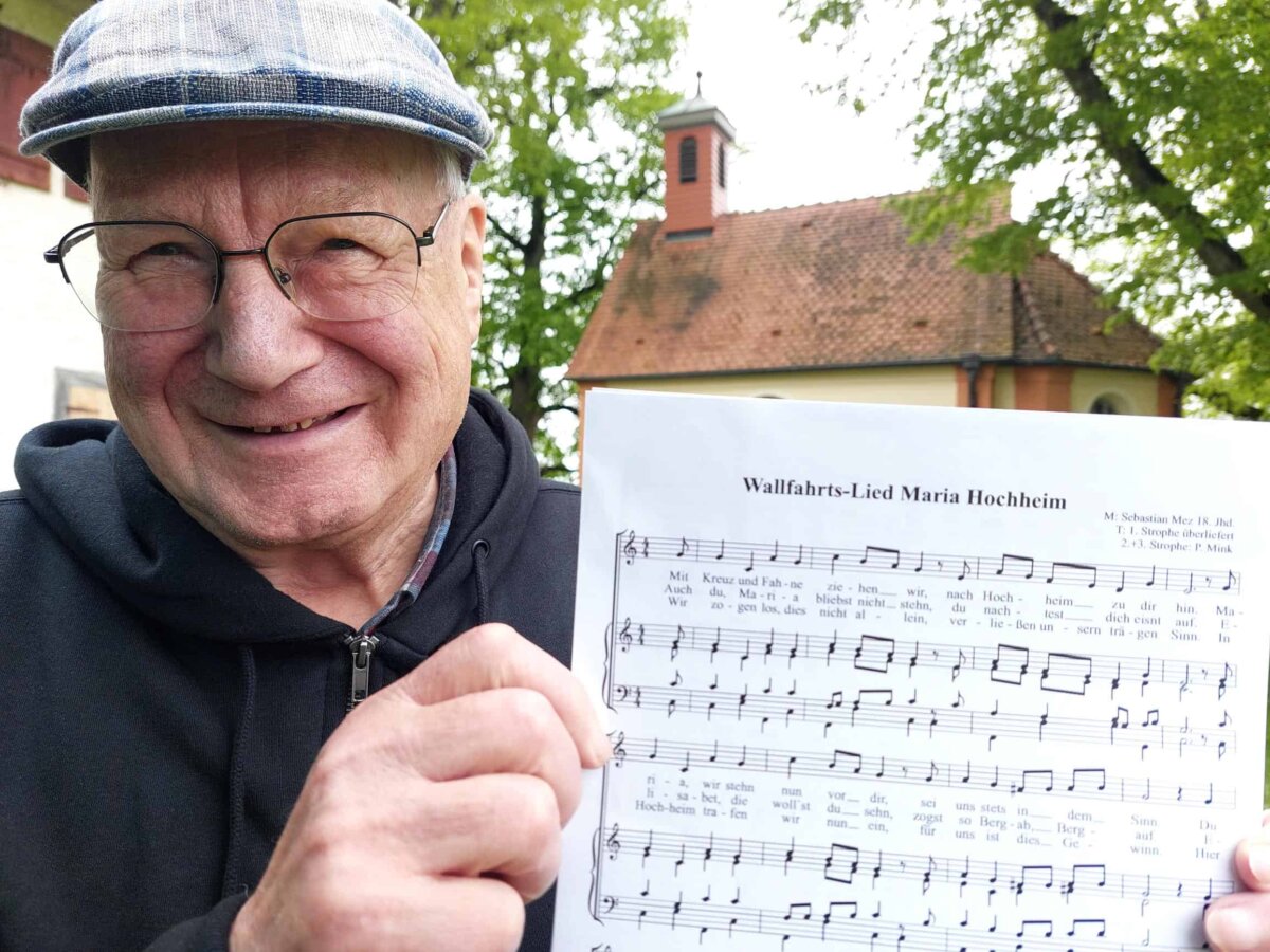 Modernes Satzbild, aber weit über zwei Jahrhunderte alte Melodie: Hans Schlenker zeigt das „Maria Hochheim-Wallfahrtslied“. Foto: al