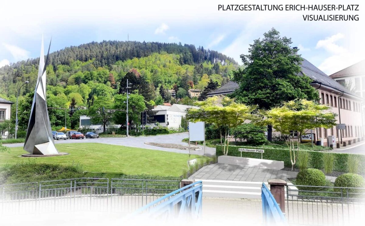 So soll der künftige Erich-Hauser-Platz einmal aussehen.  Grafik: Stadt Schramberg