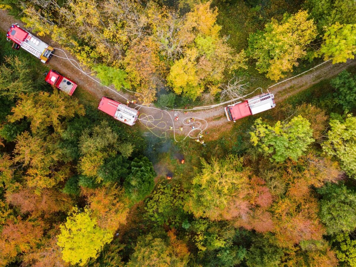 Aus der Luft: ein Bild der Hauptübung 2023 der Feuerwehr Rottweil. Foto: Tobias Frommer