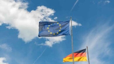 european flags in mainau in germany