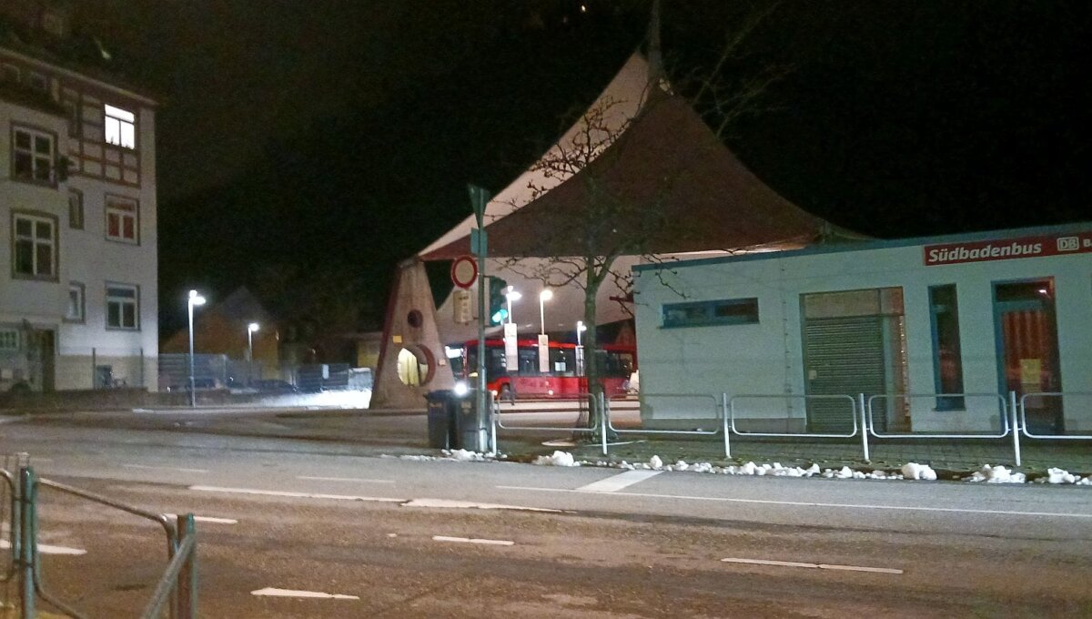 Ein Bus nach Rottweil wartet am späten Abend am Zentralen Busbahnhof in Schramberg. Foto: him