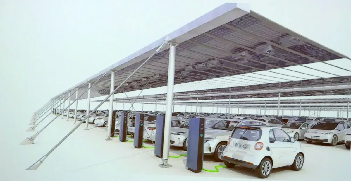 Die PV-Module sind auf gespannten Drahtseilen montiert. Grafik: Stadt/Herstellerfirma
