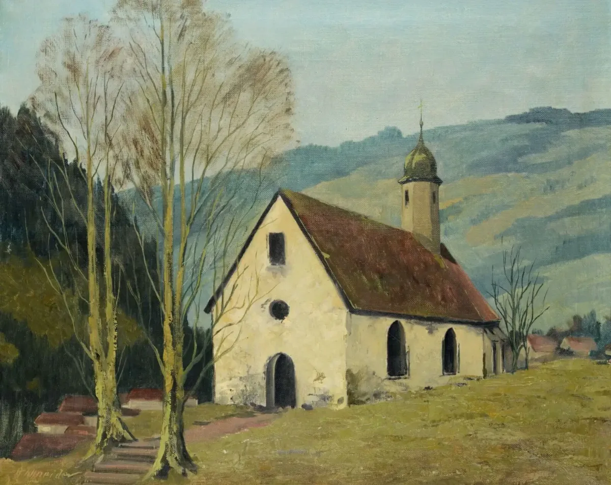 Die Falkensteiner Kapelle auf einem Gemälde von Alfons Schneider (1886 – 1961) aus den 1930er-Jahren.Vorlage: Privatbesitz – Foto: Stadtarchiv Schramberg