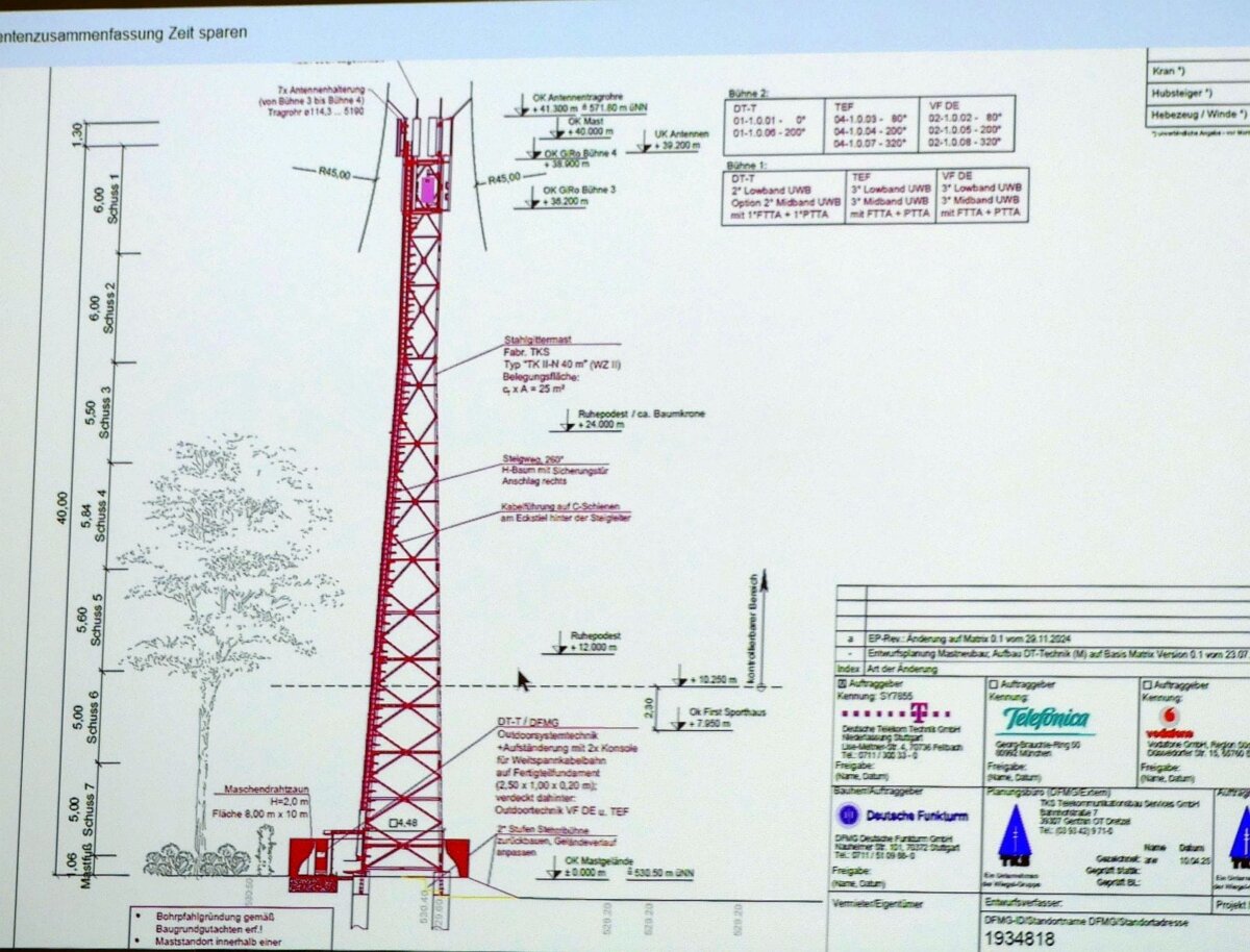 So wird der neue Mast auf dem Rausteinsportplatz aussehen. Grafik: Stadt.