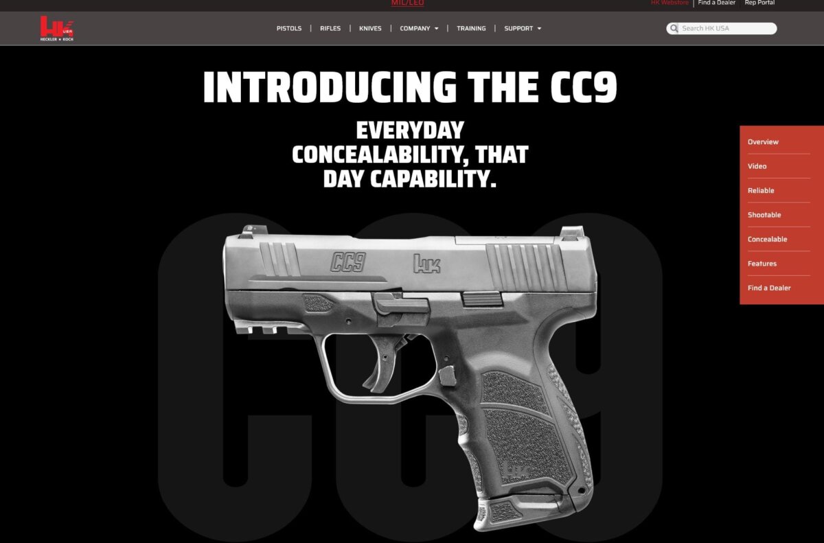 Mit der leicht zu verbergenden (concealable) Pistole CC9 wirbt HK um Kundschaft in den USA. Foto: Homepage HK USA