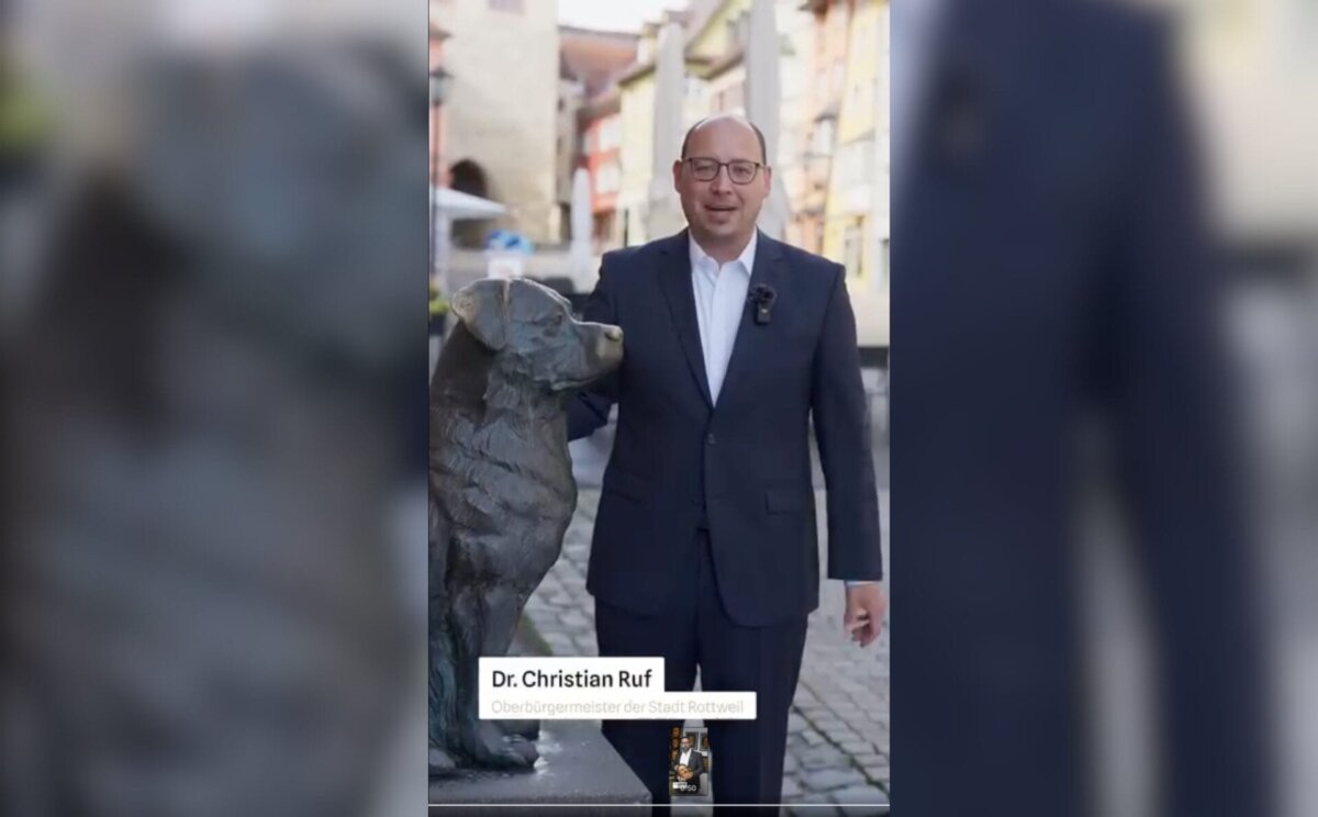 Rottweils OB Dr. Ruf: "Der Besuch Rottweils lohnt sich gleich doppelt ..." Ausschnitt aus einem neuen Aktions-Video.
