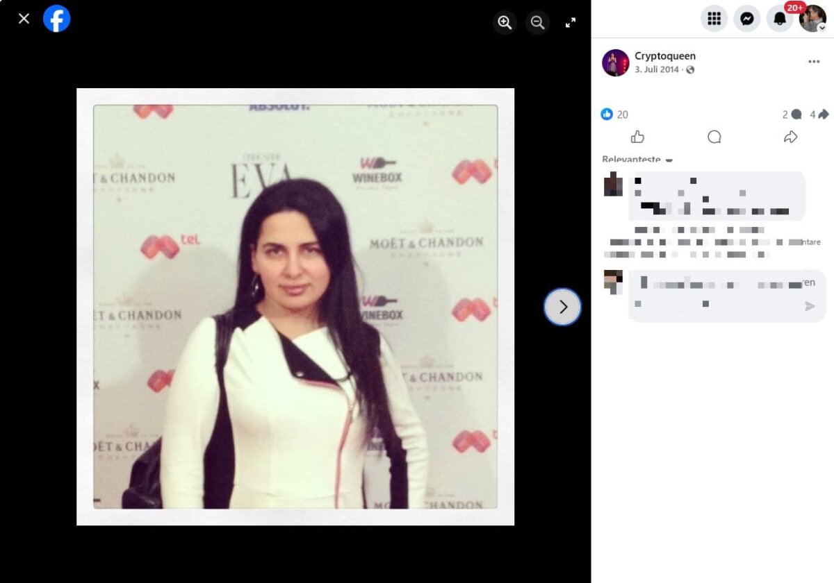 Ruja Ignatova im Jahr 2014, dem Jahr, in dem sie die Kryptowährung "OneCoin" erfand. Foto aus Facebook. Archiv: him