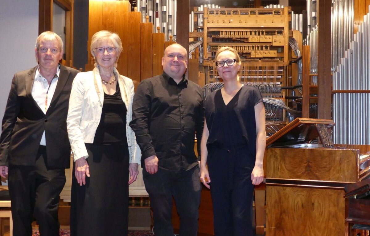 Die  Musikerinnen und Musiker des diesjährigen "Clavierfestivals" (von links): Matthias Müller, Cristel de Meulder, Bart Wils und Bogna Czerwinska-Symula. Foto: him