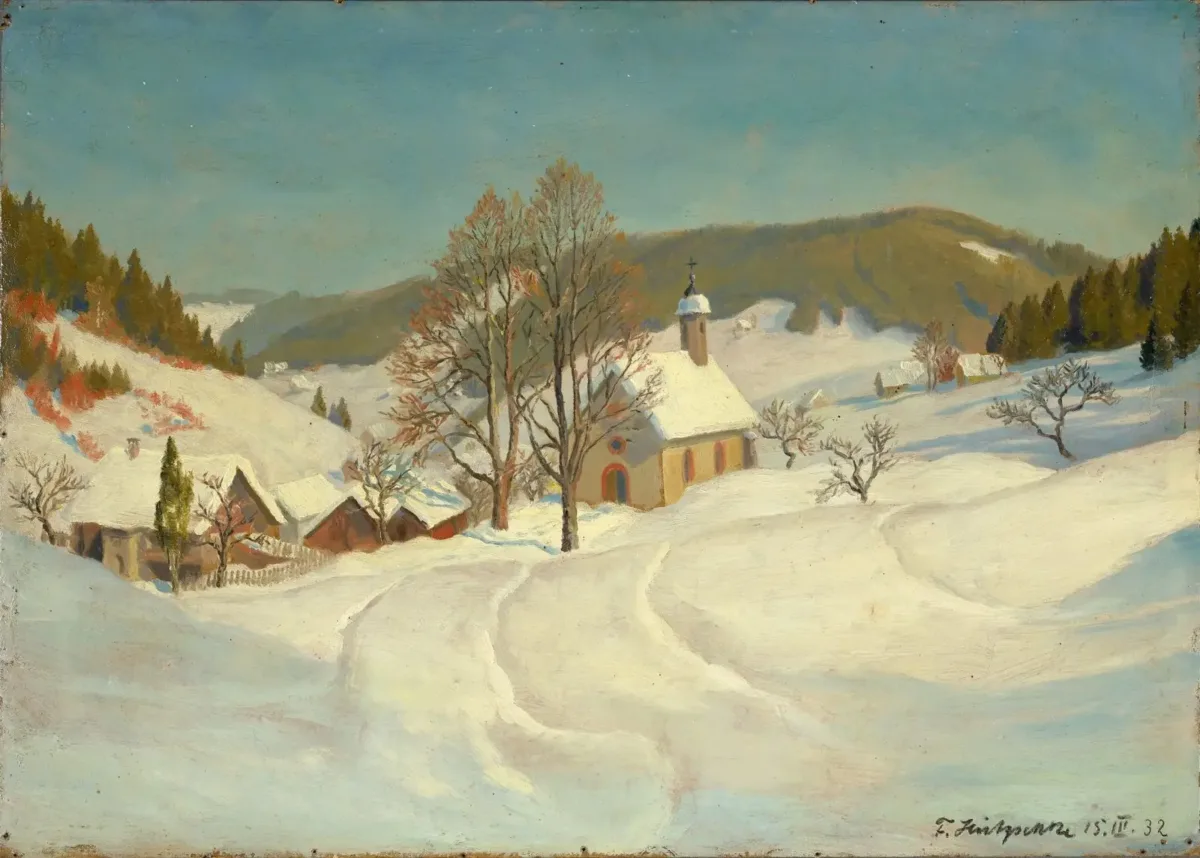Die Falkensteiner Kapelle in Schramberg auf einem Gemälde von Franz Hützschke (1893 – 1945) aus dem Jahr 1932, das ab Freitag im Stadtmuseum Schramberg als Postkarte erhältlich ist.Foto: Schloss- und Spielkartenmuseum Schloss Altenburg