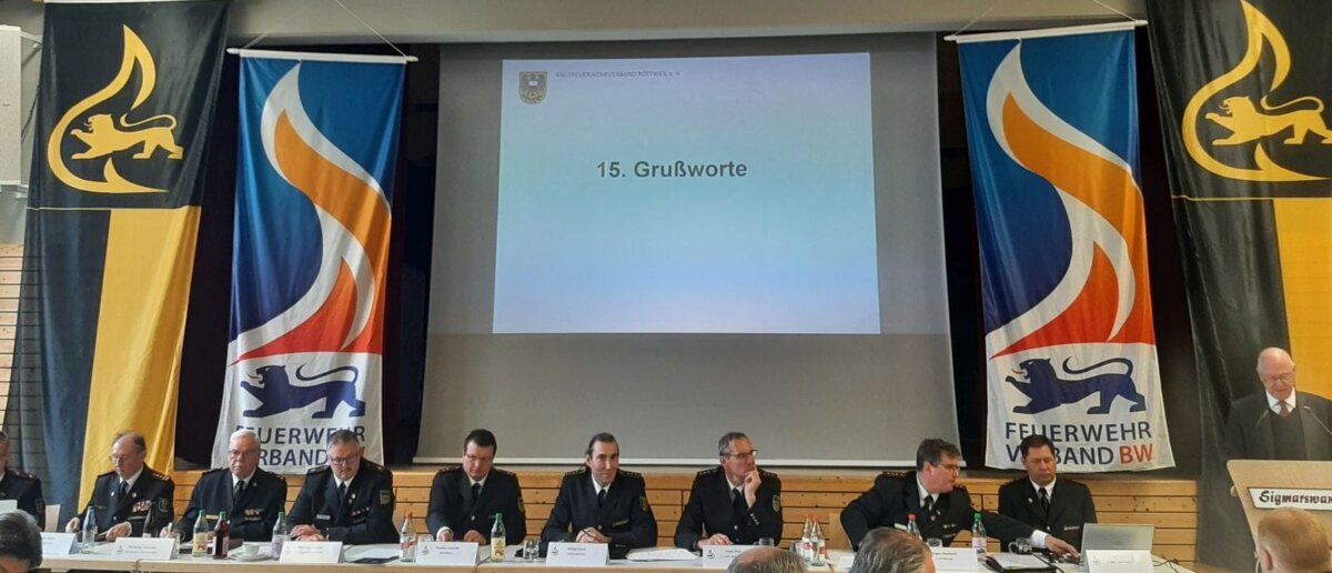 Beim Feuerwehrverbandstag sprach auch Landrat Michel. Foto: sra