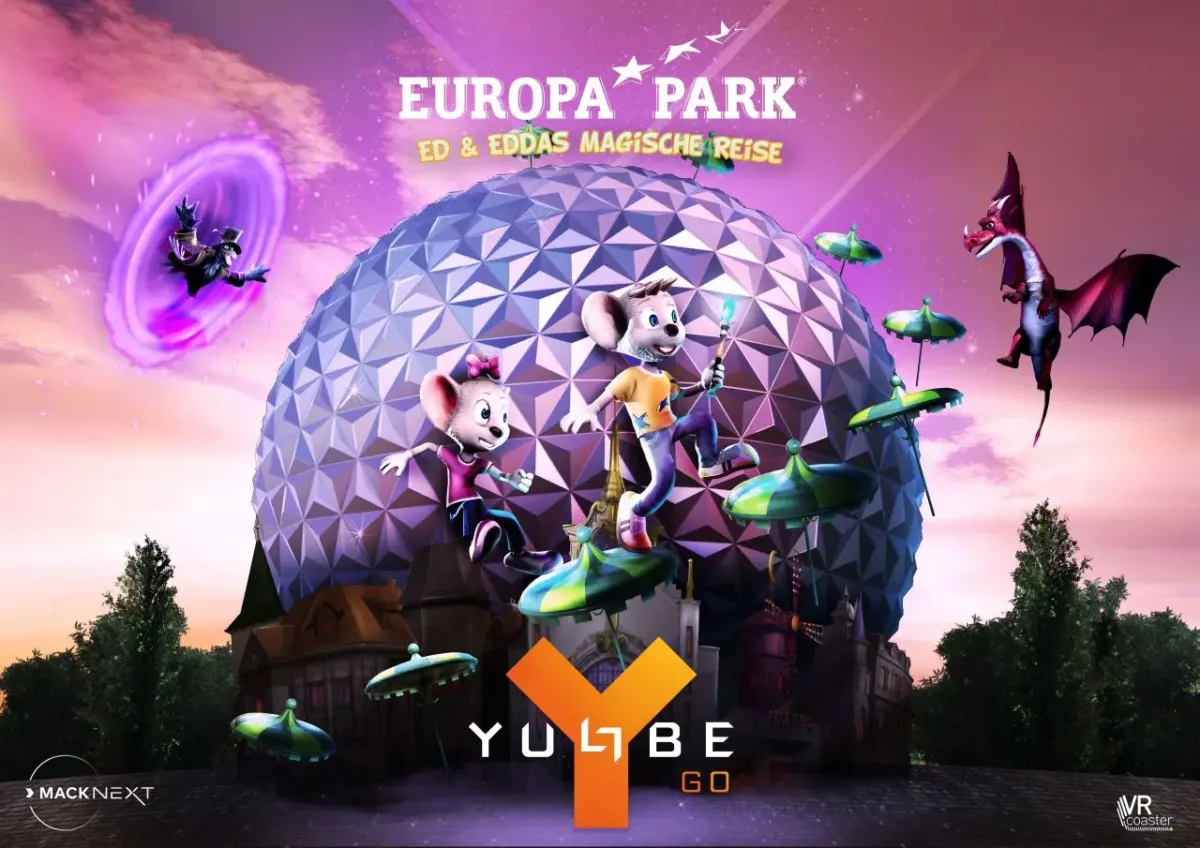 Die Europa-Park Maskottchen Ed & Edda kommen zur YULLBE GO Premiere nach Rottweil.. Foto: pm