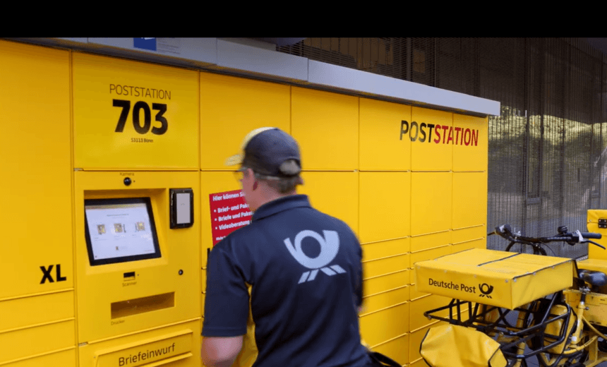 Eine  automatische Poststation. Aus einem Werbevideo der Deutschen Post DHL