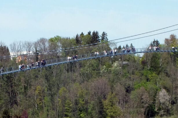 Gut besucht war die Hängebrücke am Samstag. Fotos: wede