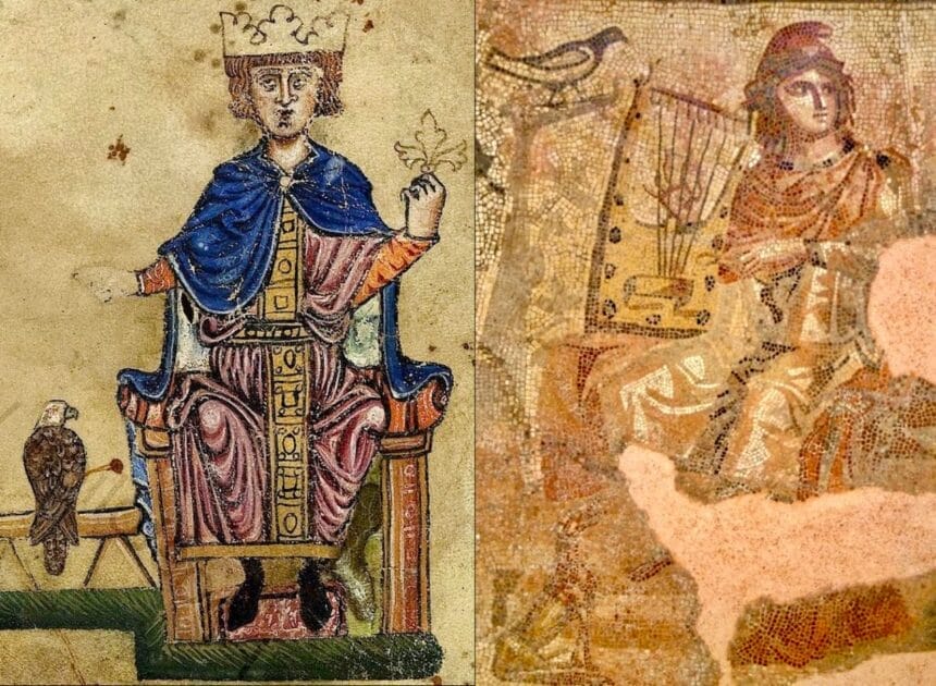 Zwischen römischem Orpheusmosaik in arae flaviae und Stauferkaiser Friedrich II. mit dem neugegründeten Rottweil liegend tausend Jahre Stadtgeschichte im Dunkeln. Grafik: pm
