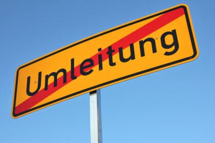 german road sign: end of diversion